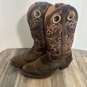 Ariat Men's Heritage Roughstock Brown Square Toe Cowboy Boots size 9.5EE